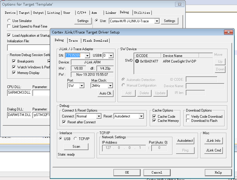 STM32éç½®5-J-Linkä¸è½½-ç¹å»Settings.png