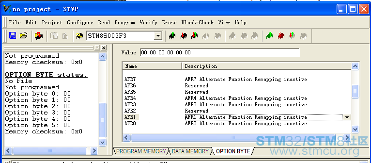 stvp OPTION BYTE