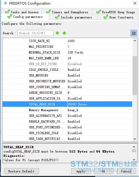 FreeRTOS config