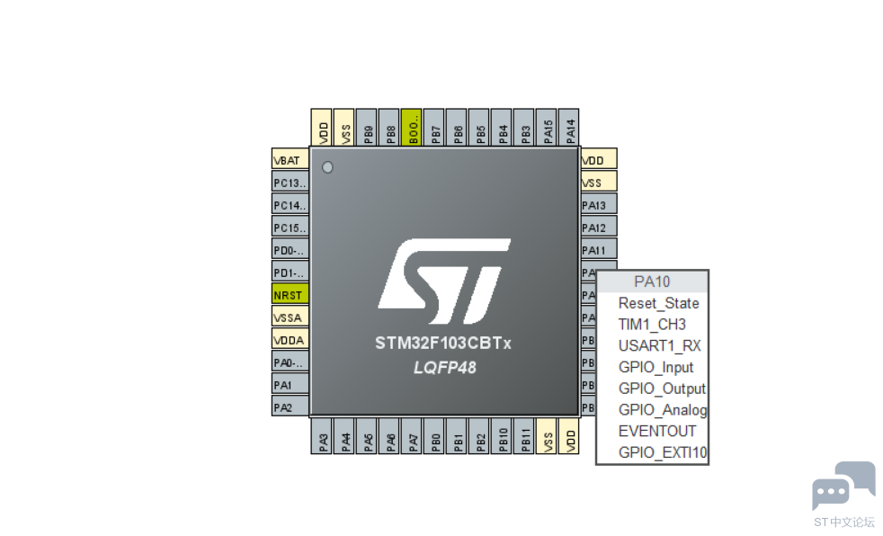 STM32F103CBT6 PA10.PNG